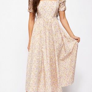Free People She’s a Dream Floral Midi Dress with Puff Sleeves